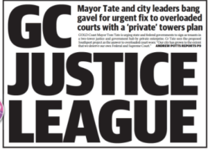 Photograph of Newspaper titled GC Justice League